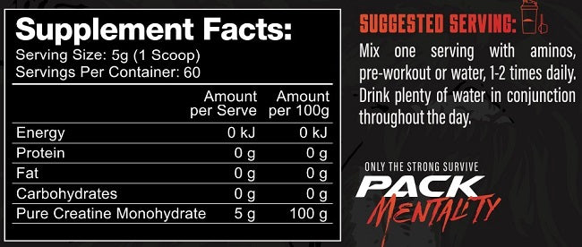 PACK NUTRITION CREATINE MONOHYDRATE 200 MESH 300G POUCH
