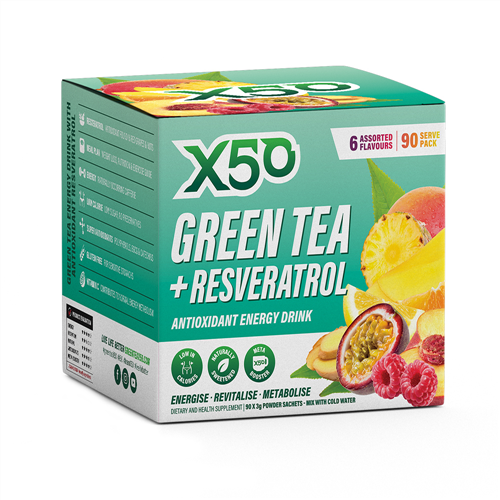X50 GREEN TEA + RESVERATROL ASSORTED 90 SERVES
