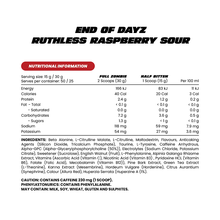 ZOMBIE LABS END OF DAYZ APOCALYPTIC PRE-WORKOUT