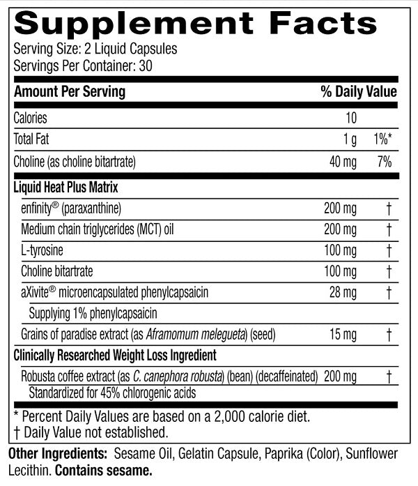 HYDROXYCUT HARDCORE LIQUID HEAT 60 CAPSULES