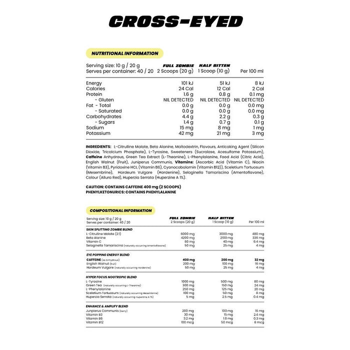 ZOMBIE LABS CROSS-EYED PRE-WORKOUT - 40 SERVES