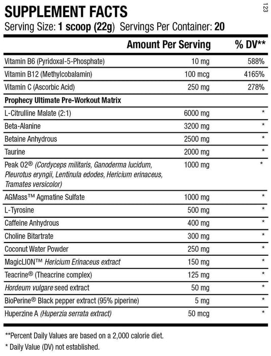 ANS PERFORMANCE PROPHECY PRE WORKOUT 20 SERVES - DATED 3/25