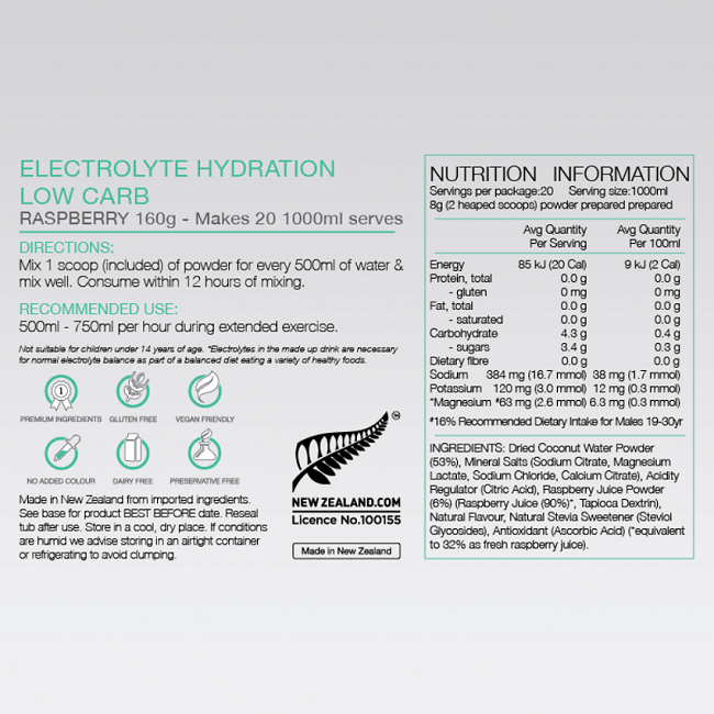 PURE SPORTS NUTRITION ELECTROLYTE HYDRATION LOW CARB 160G