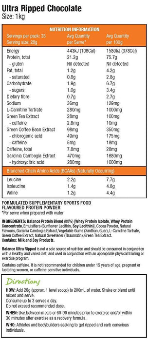 BALANCE ULTRA RIPPED PROTEIN 1KG - Bay Supplements