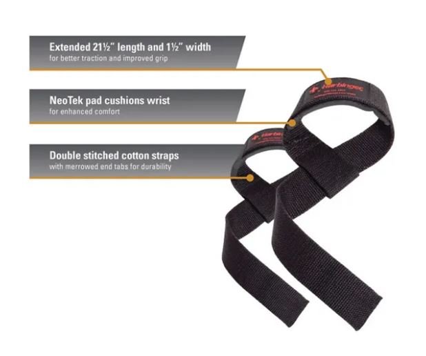 HARBINGER PADDED COTTON LIFTING STRAPS BLACK 21" - Bay Supplements