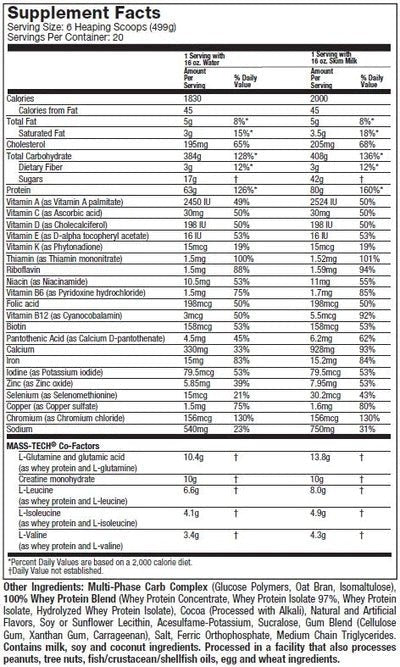 MUSCLETECH MASS TECH EXTREME 2000 20LB - Bay Supplements