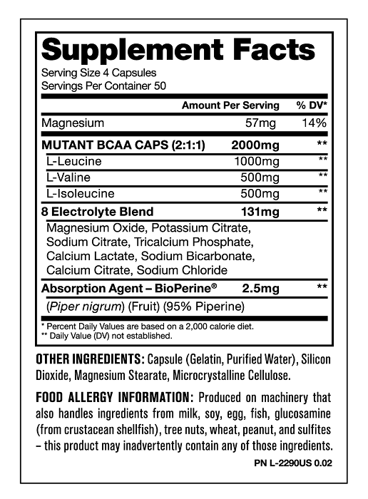 MUTANT BCAA CAPSULE 200CAPS - Bay Supplements