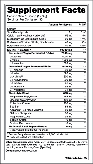 MUTANT GEAAR BCAA + EAA 30 SERVE - Bay Supplements