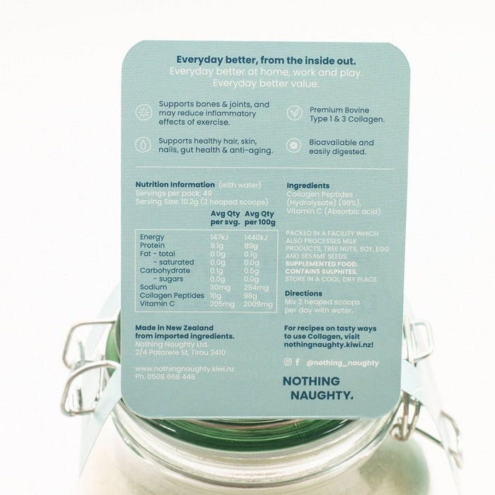 NOTHING NAUGHTY COLLAGEN PEPTIDES POWDER 500G + VITAMIN C - Bay Supplements