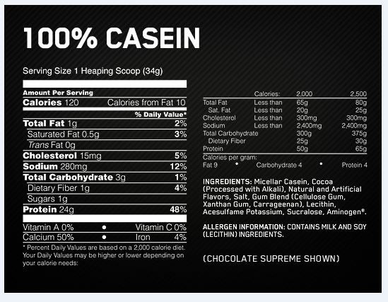 OPTIMUM NUTRITION CASEIN PROTEIN 4LB - Bay Supplements