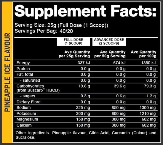 ATHLETECH HIDDEN EDGE CARBS + ELECTROLYTE 1KG - PINEAPPLE