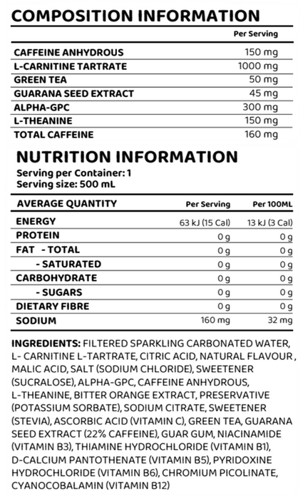 EHP LABS OXYSHRED ULTRA ENERGY 500ML RTDS - 12 PACK