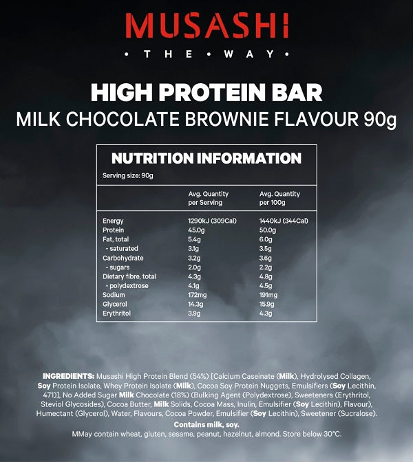 MUSASHI P45 HIGH PROTEIN BARS BOX OF 12