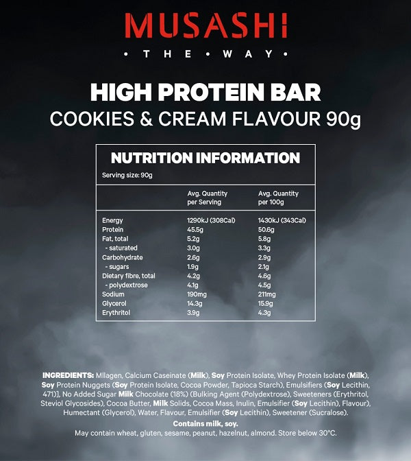 MUSASHI P45 HIGH PROTEIN BARS BOX OF 12