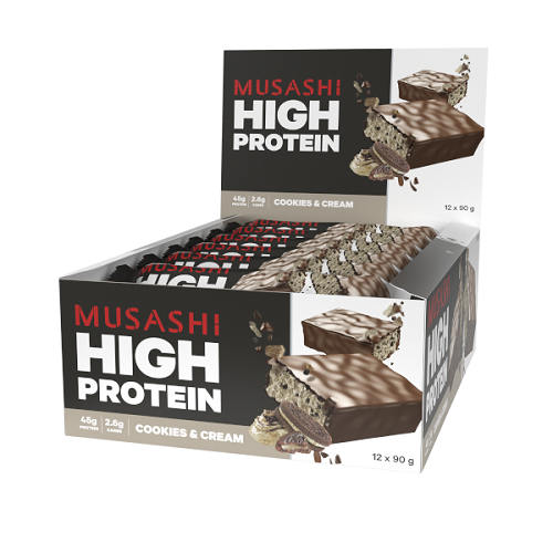 MUSASHI P45 HIGH PROTEIN BARS BOX OF 12