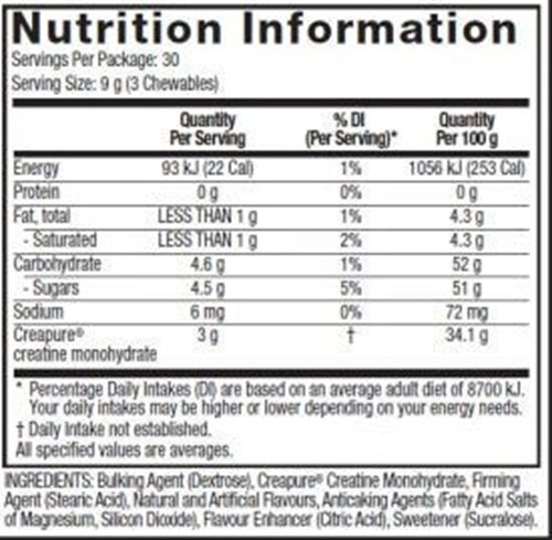 MUSCLETECH CREATINE CHEWS 90 CHEWABLE TABLETS