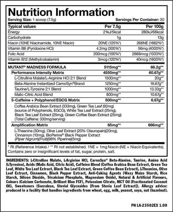 MUTANT MADNESS PRE-WORKOUT NEW