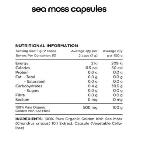 SWITCH NUTRITION 100% PURE IRISH SEA MOSS 60 CAPS