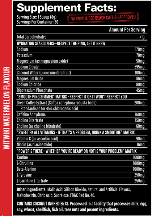 UFO MOTHERSHIP THE SMOOTH PING ARRIVAL PRE-WORKOUT - 30 SERVES - WITWIKI WATERMELON