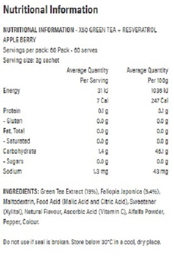 X50 GREEN TEA + RESVERATROL 60 SERVE