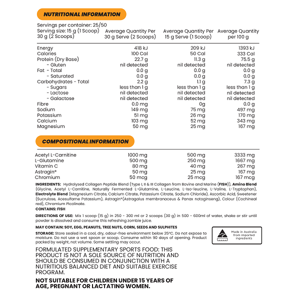 ZOMBIE LABS SHREDZ PROTEIN WATER 50 SERVES