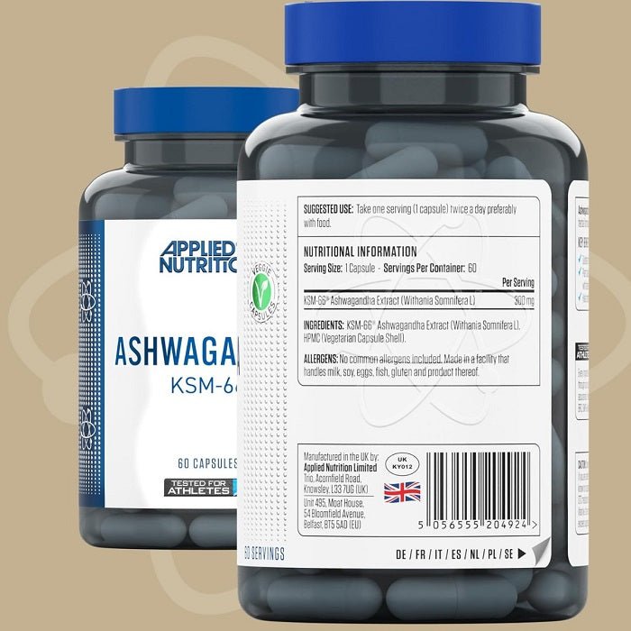 APPLIED NUTRITION ASHWAGANDHA KSM-66 60 CAPSULES - Bay Supplements - General Health - Mens Health - Womans Health