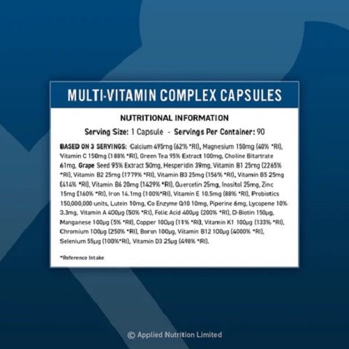 APPLIED NUTRITION MULTI-VITAMIN COMPLEX 90 CAPSULES - Bay Supplements - General Health - Vitamins & Minerals
