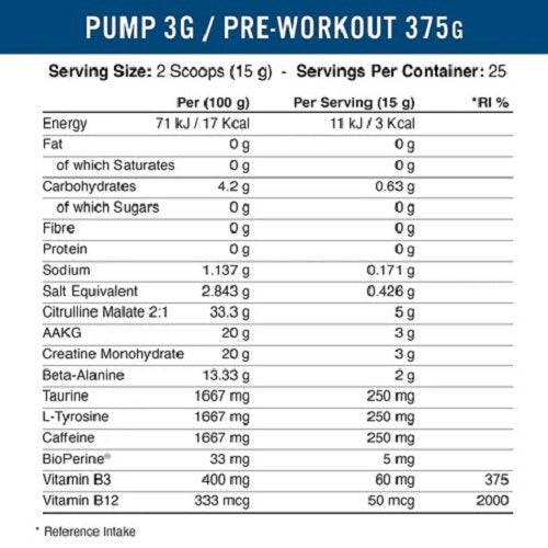 APPLIED NUTRITION PUMP 3G PRE - WORKOUT 375G - Bay Supplements