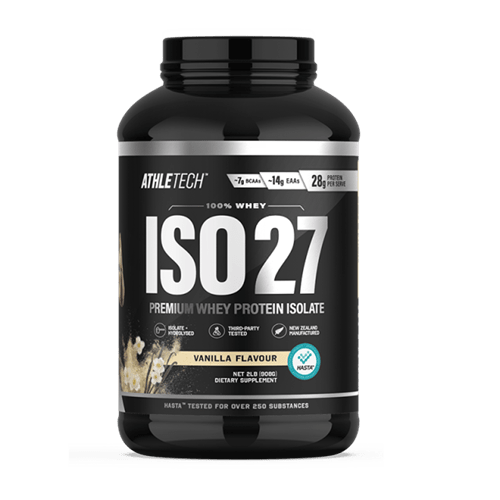 ATHLETECH ISO27 PREMIUM WHEY ISOLATE POWDER 2LB - Bay Supplements - Protein Powder - Vanilla - Lactose Free Protein - Whey Isolate Protein