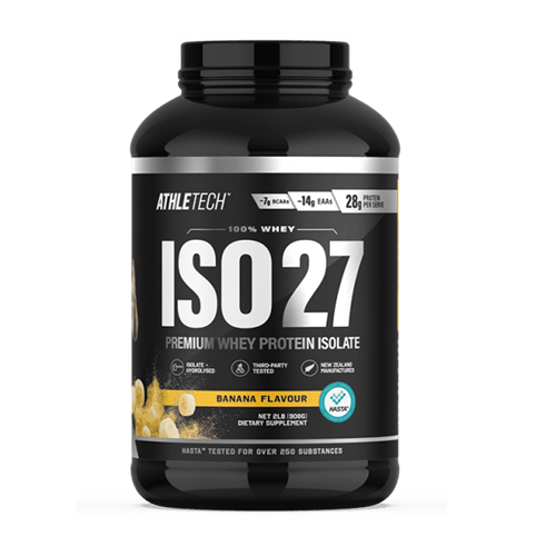ATHLETECH ISO27 PREMIUM WHEY ISOLATE POWDER 2LB - Bay Supplements - Protein Powder - Banana - Lactose Free Protein - Whey Isolate Protein