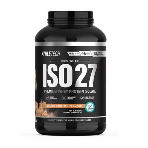 ATHLETECH ISO27 PREMIUM WHEY ISOLATE POWDER 2LB - Bay Supplements - Protein Powder - Salted Caramel - Lactose Free Protein - Whey Isolate Protein