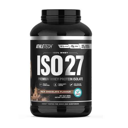ATHLETECH ISO27 PREMIUM WHEY ISOLATE POWDER 2LB - Bay Supplements - Protein Powder - Milk Chocolate - Lactose Free Protein - Whey Isolate Protein