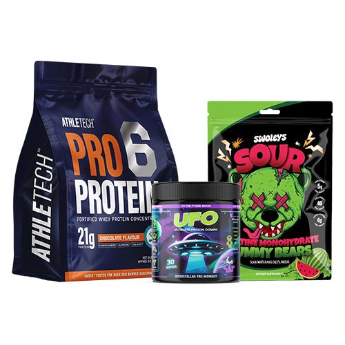 ATHLETECH PRO 6 WHEY 5LB + CREATINE MONOHYDRATE GUMMIES + PRE - WORKOUT - Bay Supplements