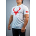 BUCKED UP FLAG SHIRT - Bay Supplements - White & Red Logo - Accessories