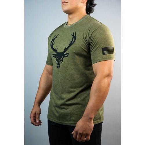 BUCKED UP FLAG SHIRT - Bay Supplements - Military Green & Black Logo - Accessories