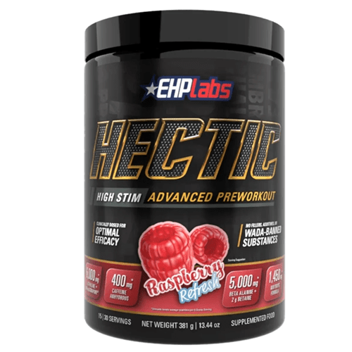 EHP LABS HECTIC PRE-WORKOUT - 30 SERVES - Bay Supplements - Pre-workout - Raspberry Refresh - Endurance - Nootropics