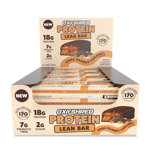 EHP LABS OXYSHRED LEAN PROTEIN BARS - 12 PACK - Bay Supplements - Protein Bars - Choc Peanut Caramel - Protein Bars & Snacks