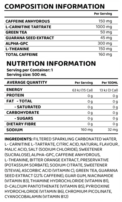 EHP LABS OXYSHRED ULTRA ENERGY 500ML RTDS - 12 PACK - Bay Supplements - RTDs - Pre-workout - Snacks & RTD's