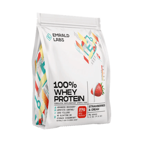 EMRALD LABS 100% WHEY PROTEIN 2.2KG - Bay Supplements - Protein Powder - Strawberries & Cream - Whey Protein