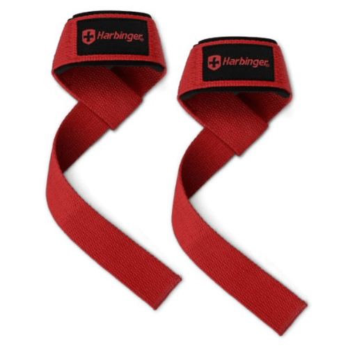 HARBINGER PADDED COTTON LIFTING STRAPS RED 21″ - Bay Supplements - Accessories