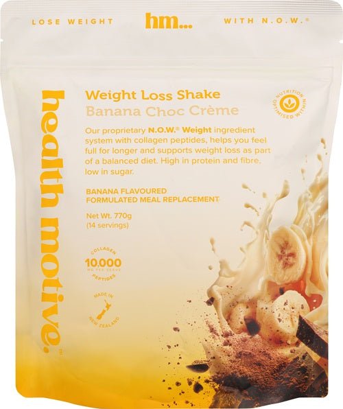 HEALTH MOTIVE WEIGHT LOSS SHAKE - Bay Supplements - Protein Powder - Banana Choc Creme - Collagen - Fat Loss Protein