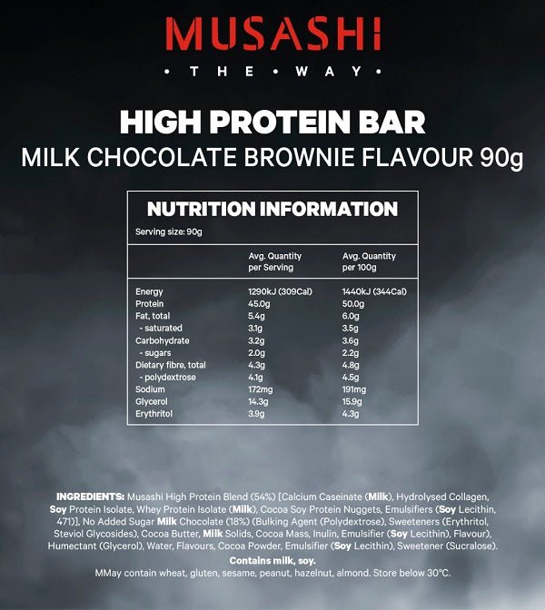 MUSASHI P45 HIGH PROTEIN BARS BOX OF 12 - Bay Supplements - Protein Bars - Protein Bars & Snacks