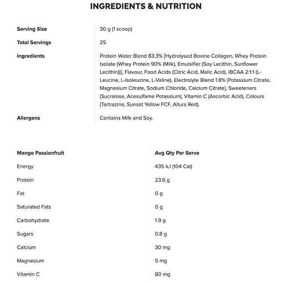 MUSCLE NATION PROTEIN WATER 750G - Bay Supplements
