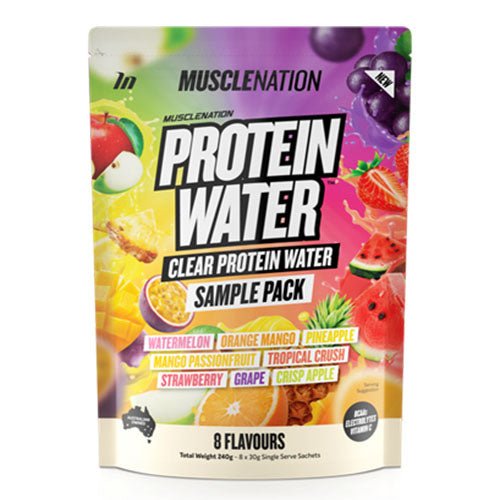MUSCLE NATION PROTEIN WATER - 8 SERVE SAMPLE PACK - Bay Supplements - Protein Powder - Collagen - Gluten Free Protein - Joint Support