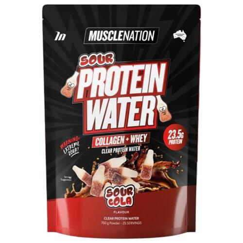 MUSCLE NATION SOUR PROTEIN WATER 750G - Bay Supplements - Protein Powder - Sour Cola - Collagen - Gluten Free Protein - Joint Support