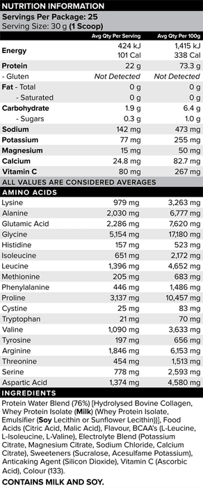 MUSCLE NATION SOUR PROTEIN WATER 8x SAMPLE PACK - Bay Supplements - Protein Powder - Collagen - Gluten Free Protein - Joint Support