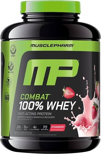 MUSCLEPHARM COMBAT 100% WHEY 5LB - Bay Supplements - Protein powder - Strawberry - Gluten Free Protein - Whey Protein