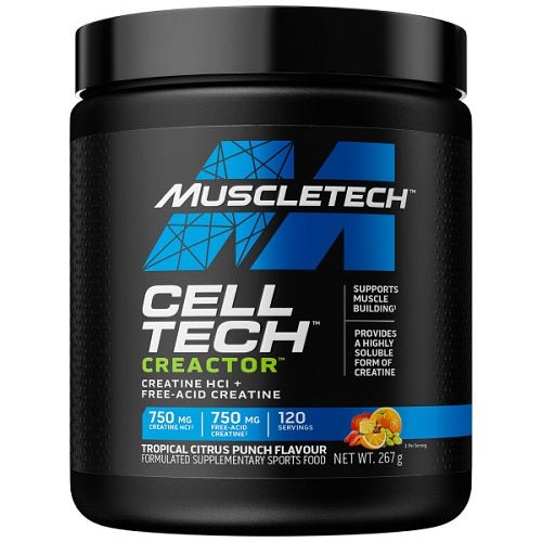 MUSCLETECH CELL TECH CREACTOR 120 SERVES - Bay Supplements - Creatine - Tropical Citrus Punch - Muscle Growth
