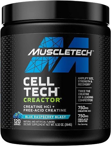 MUSCLETECH CELL TECH CREACTOR 120 SERVES - Bay Supplements - Creatine - Blue Raspberry Blast - Muscle Growth