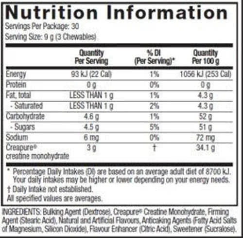 MUSCLETECH CREATINE CHEWS 90 CHEWABLE TABLETS - Bay Supplements - Creatine - Muscle Growth